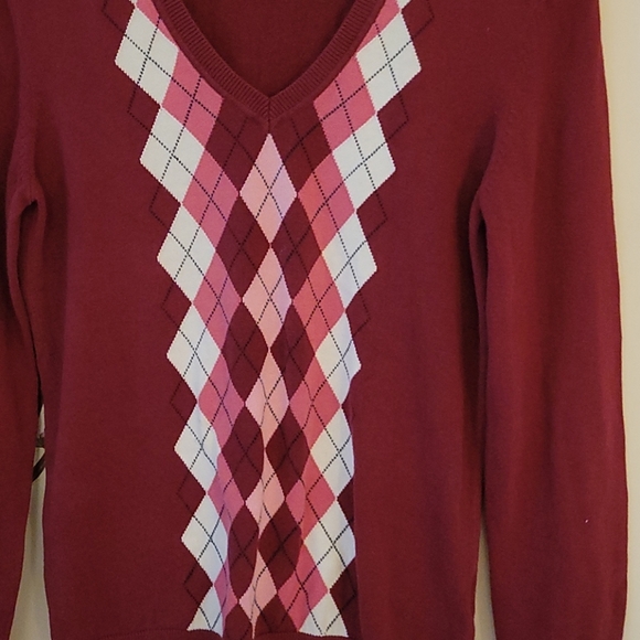 V-NECK WINE RED SWEATER - Picture 2 of 6